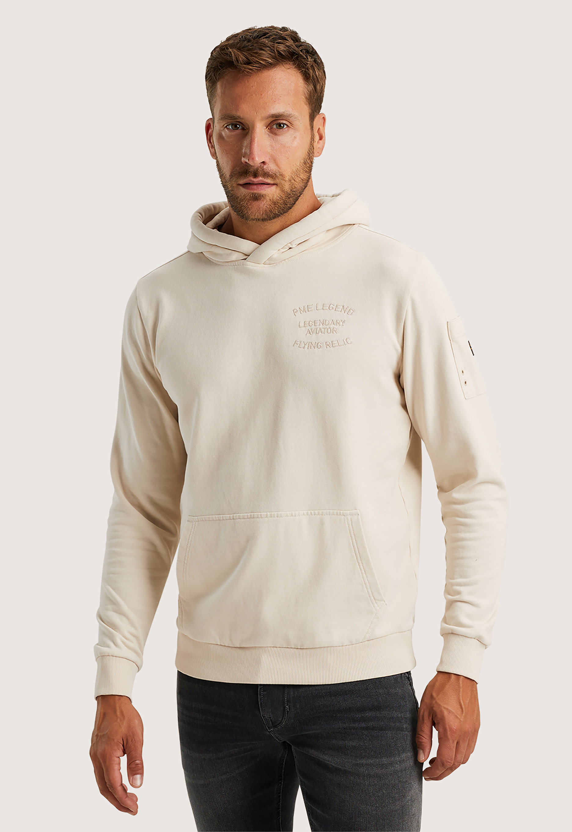 PME Legend Zachte Terry Geborstelde Hoodie Beige Heren