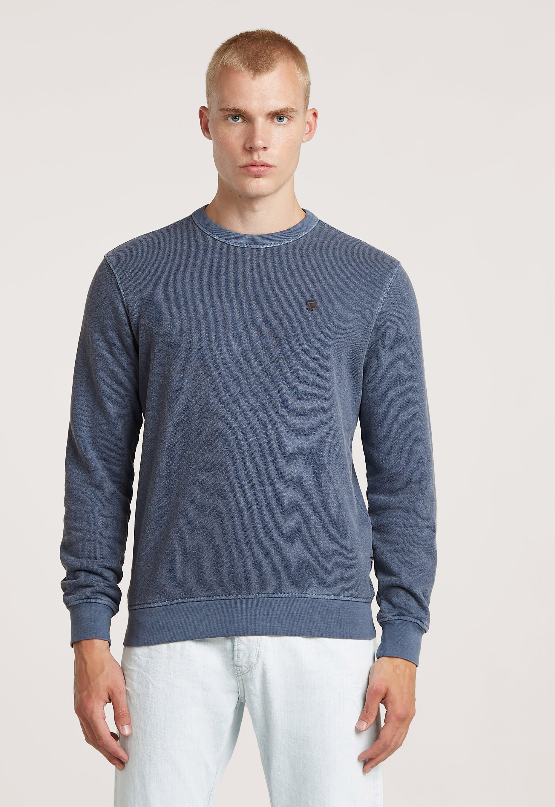 G-Star RAW Overdyed Sweater Midden blauw Heren