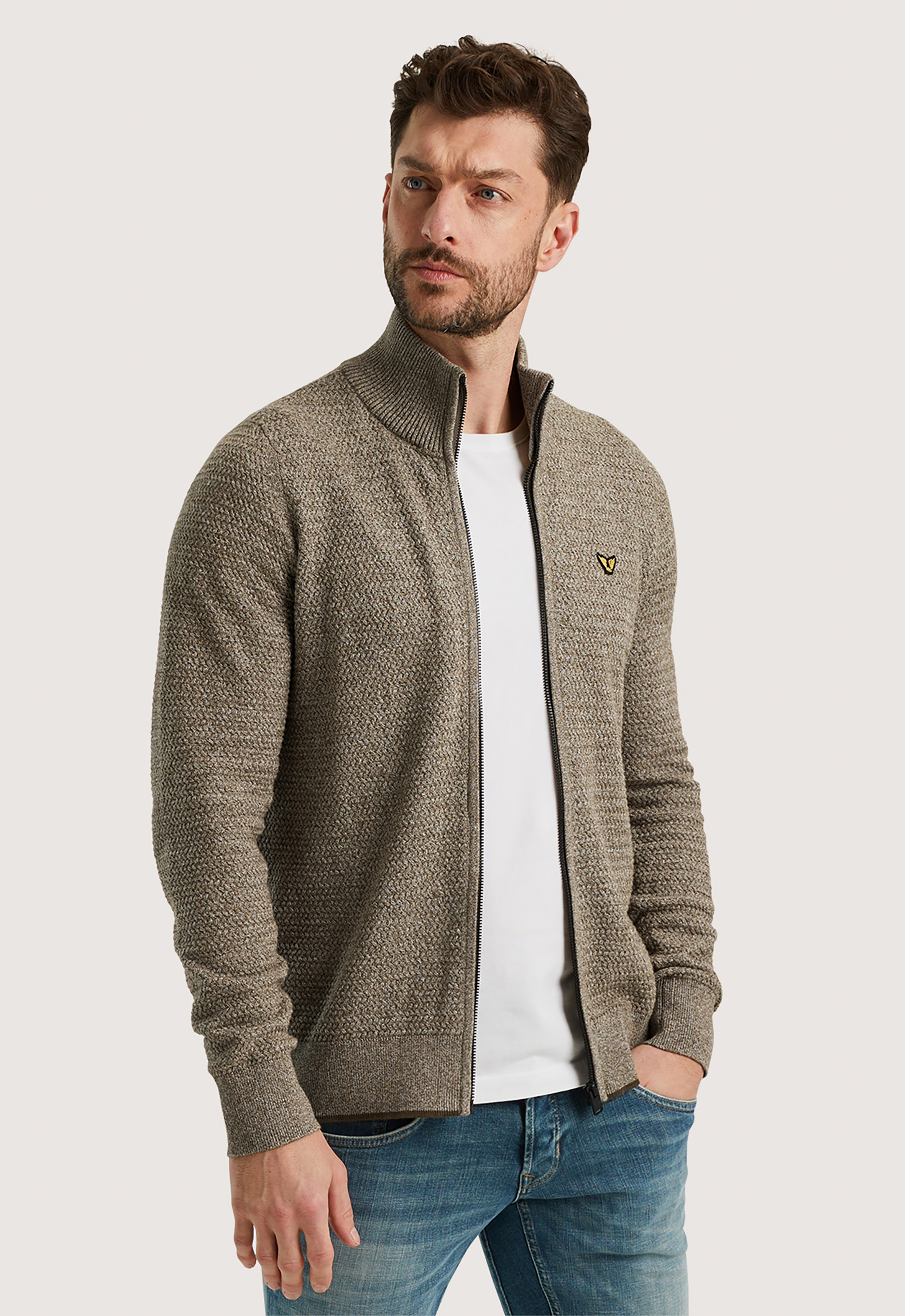 PME Legend gebreid vest ingebreid patroon groen