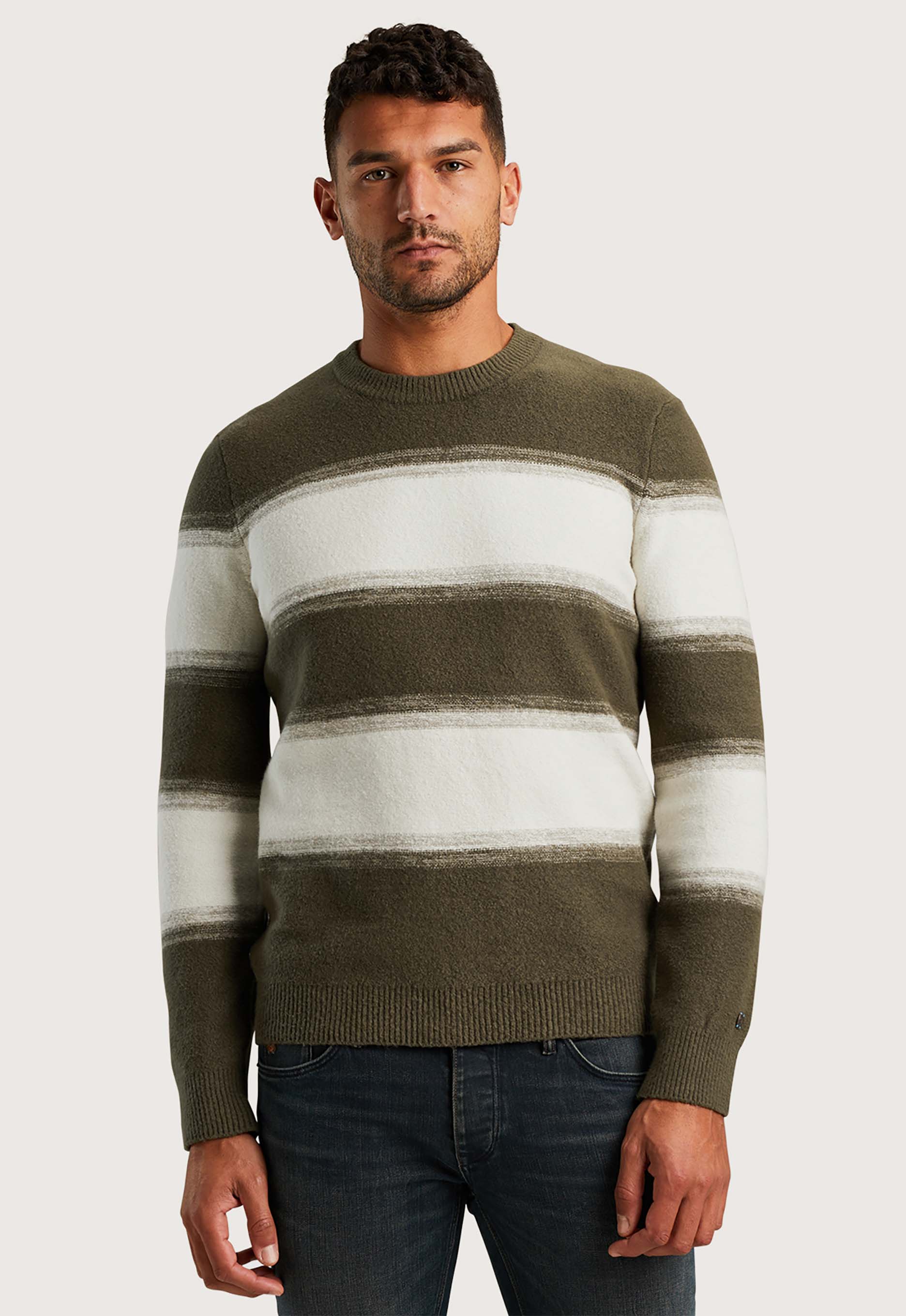 Cast Iron Katoenmix Crewneck Pullover Green Heren
