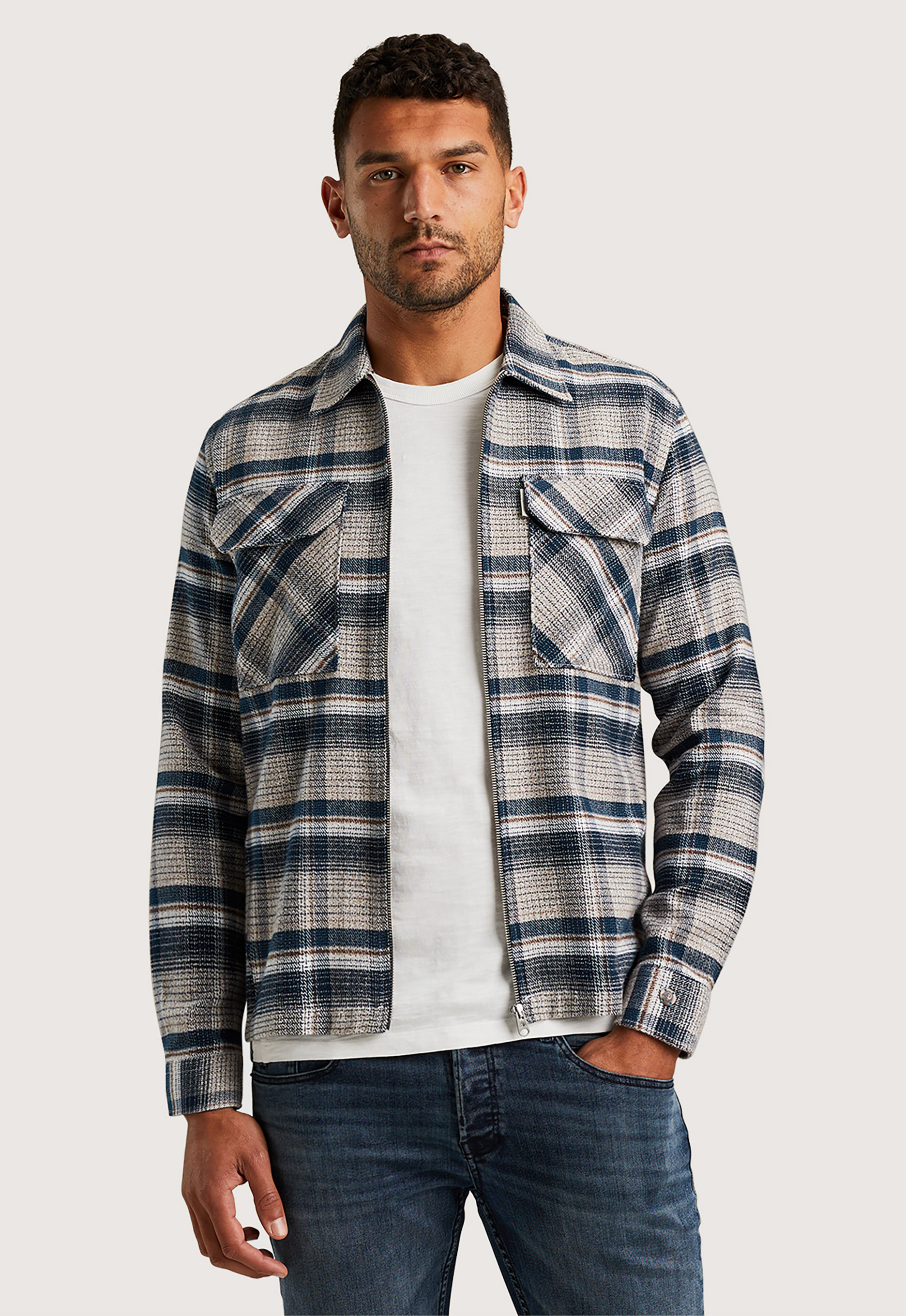 Cast Iron overshirt blauw