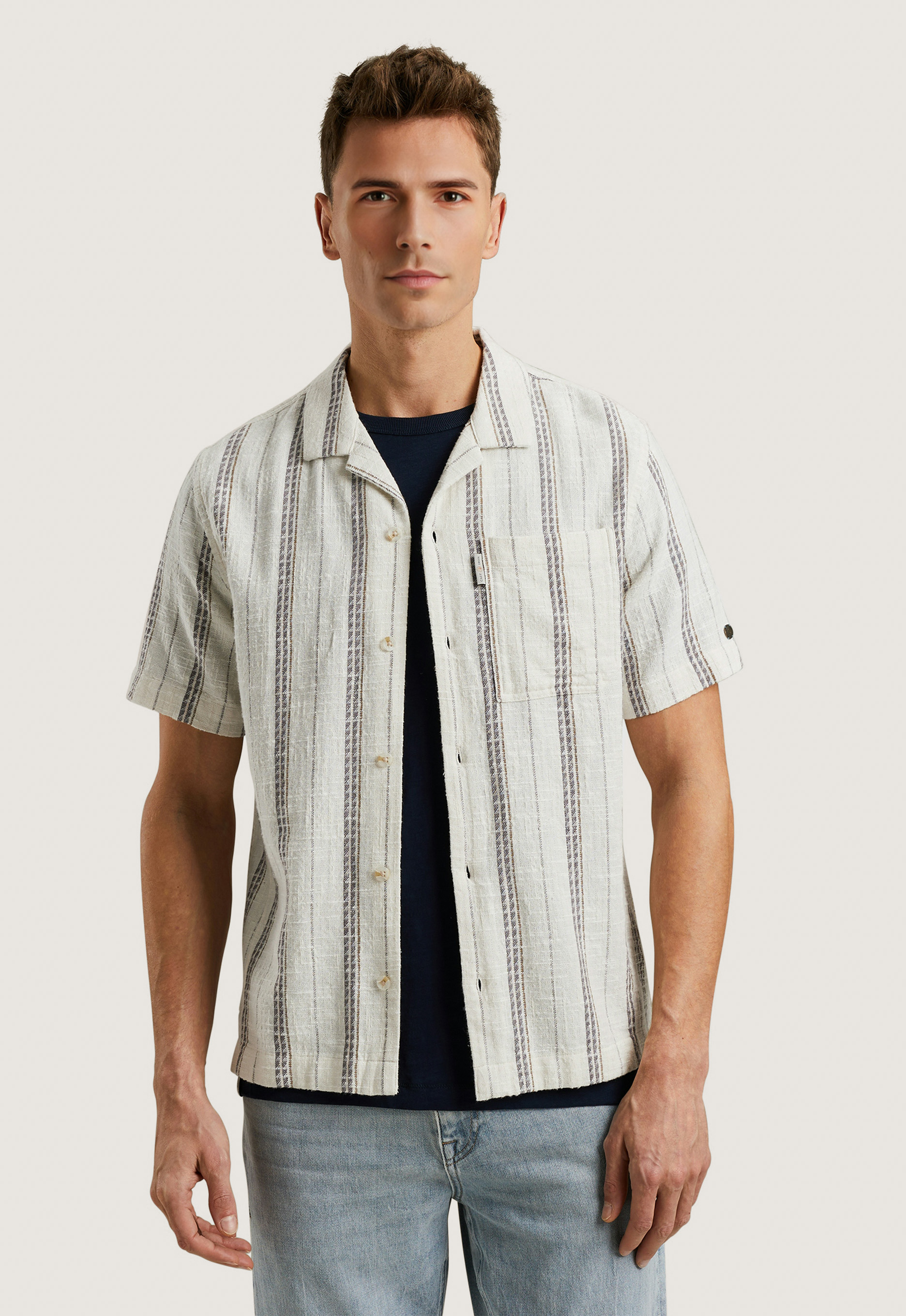Cast Iron casual overhemd met textuur wit