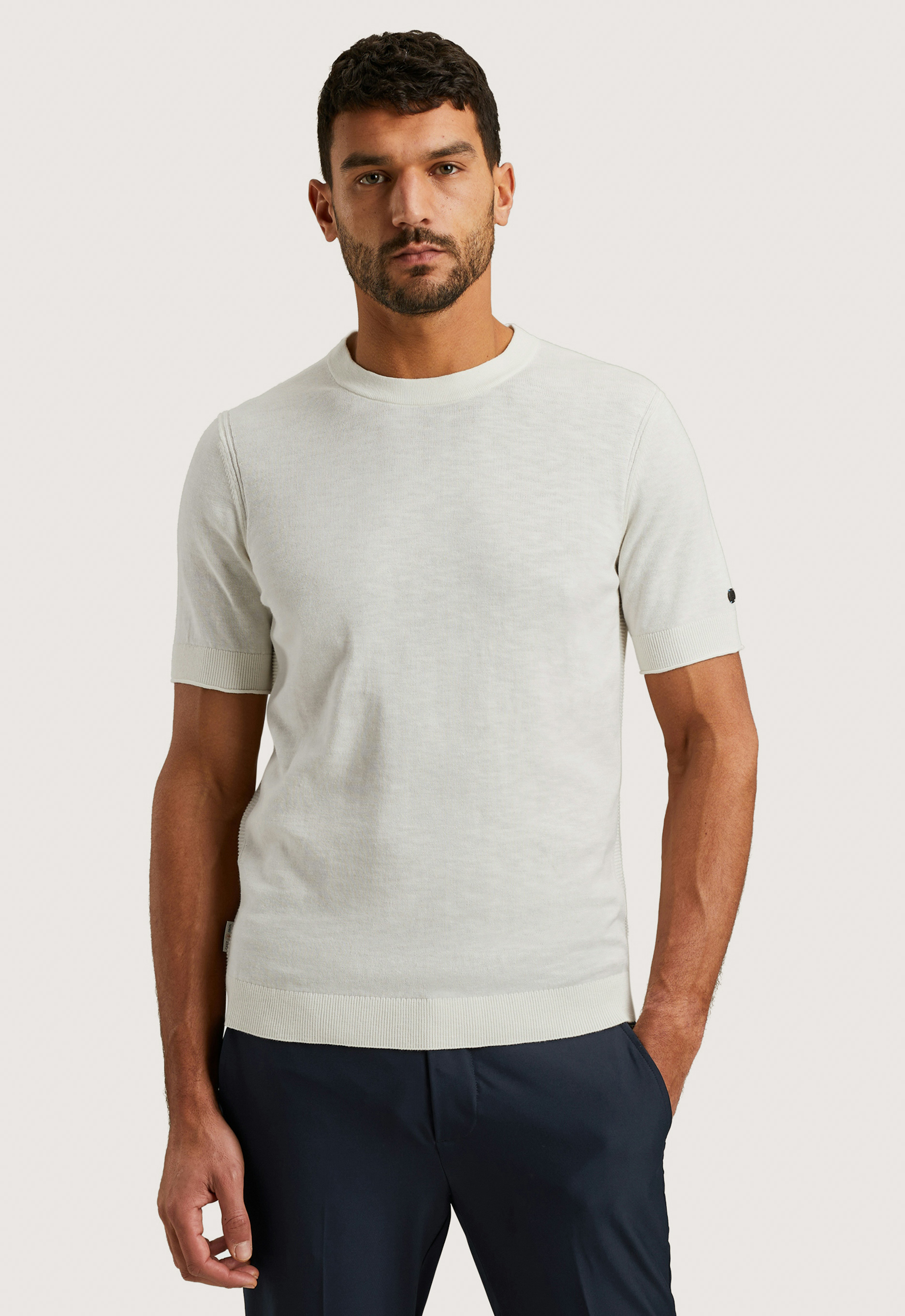 CAST IRON Heren Polo's & T-shirts Cotton Blend Slub Ecru