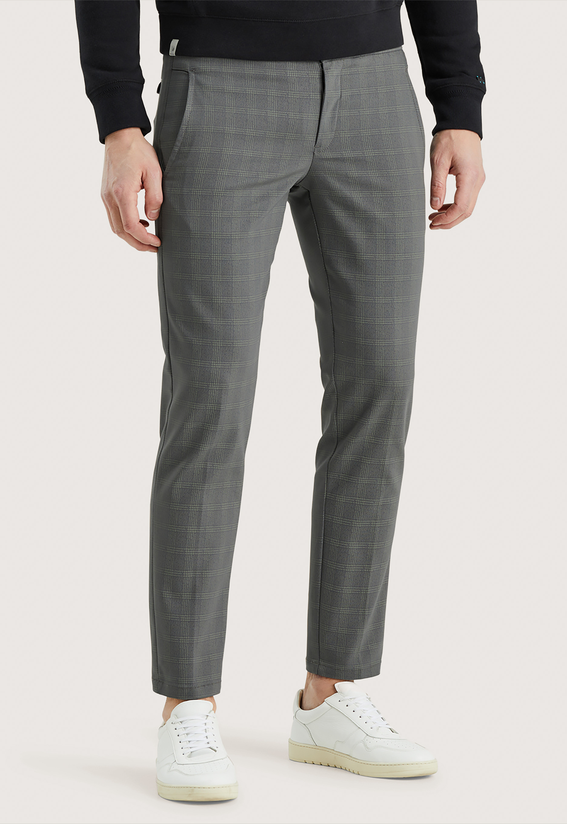 Cast Iron Broek- CI Chino Stretch Printed Check Gray Heren