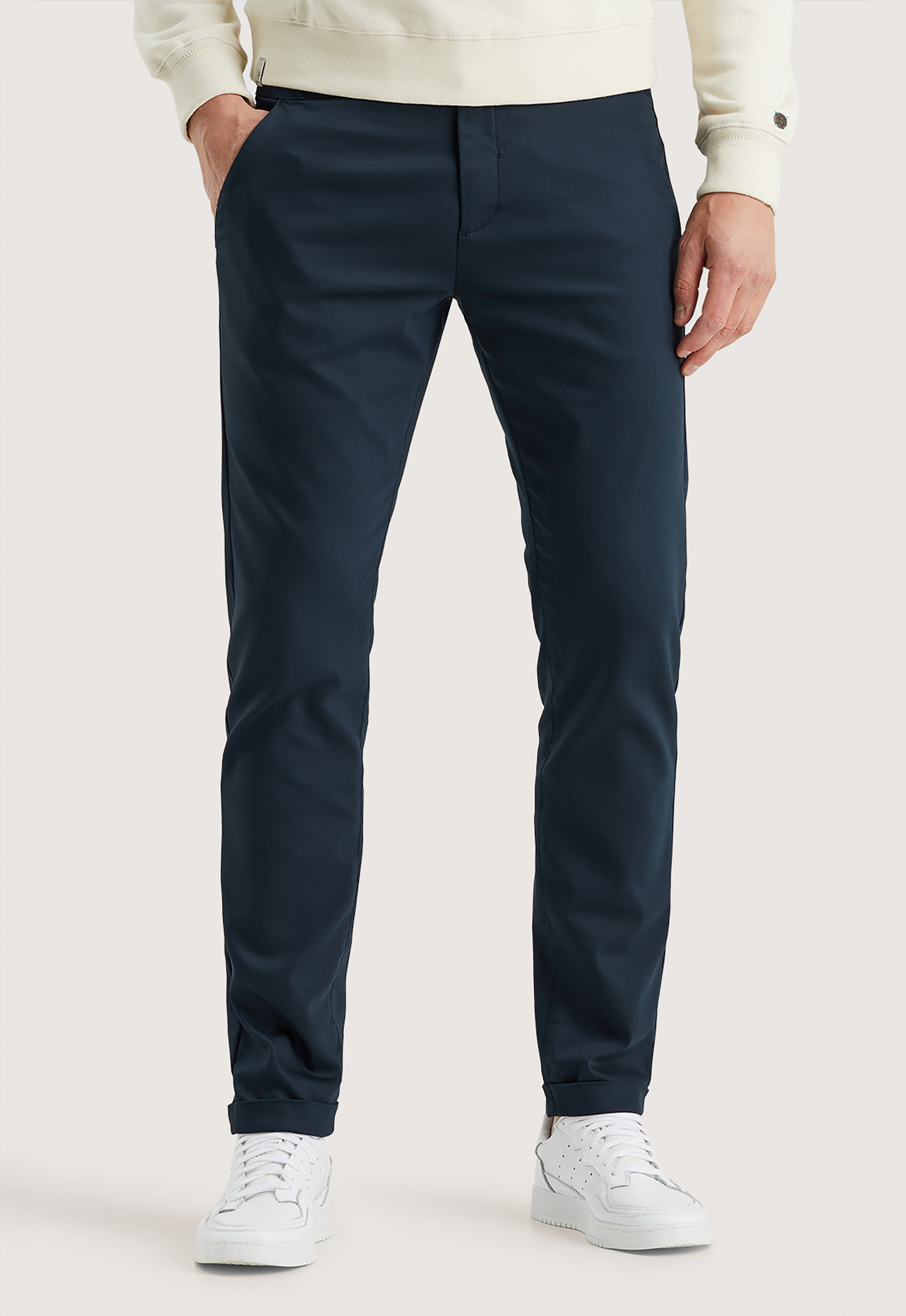 Cast Iron Chino Riser Stretch Broek Blue Heren
