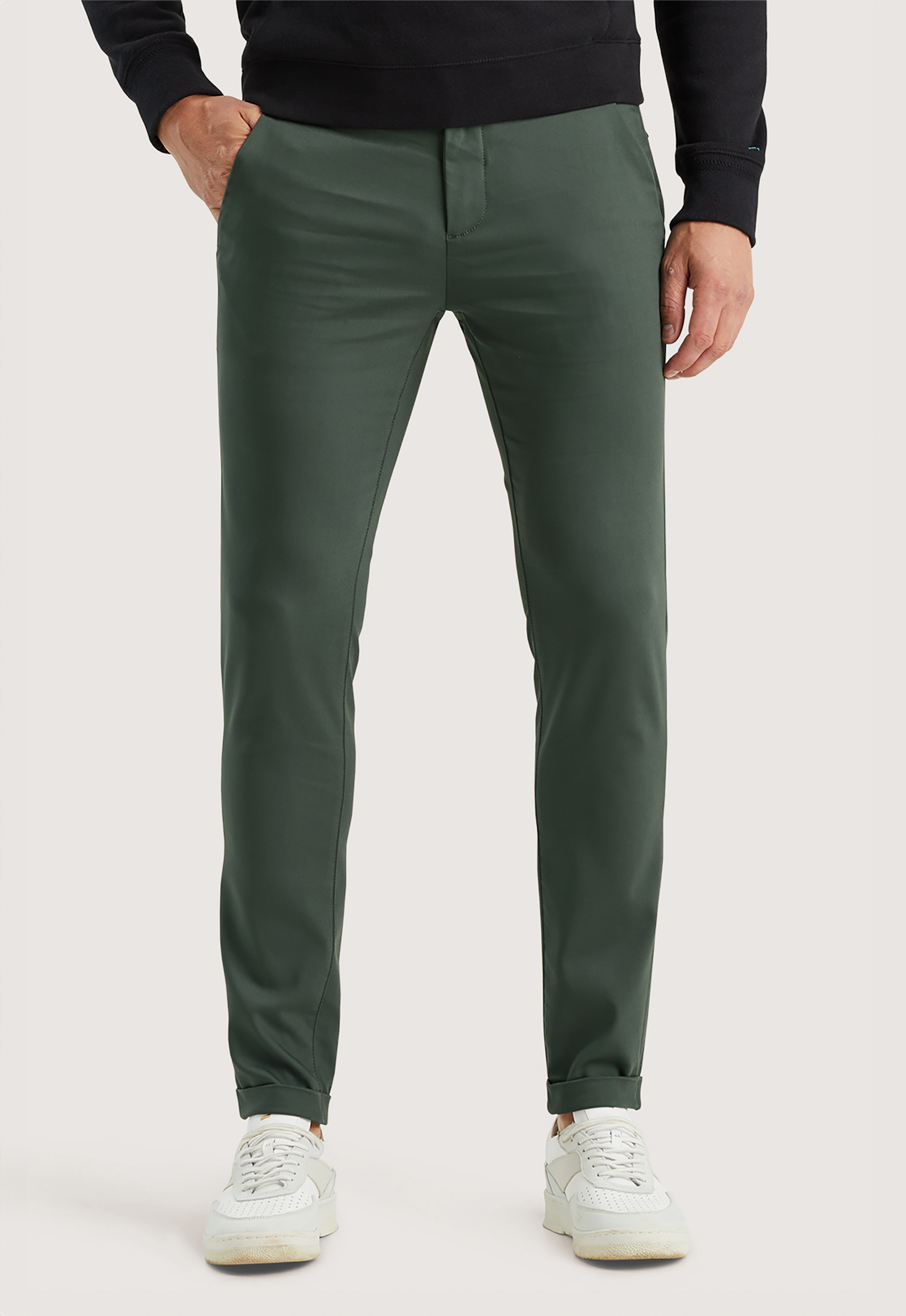 Cast Iron slim fit chino RISER donkergroen