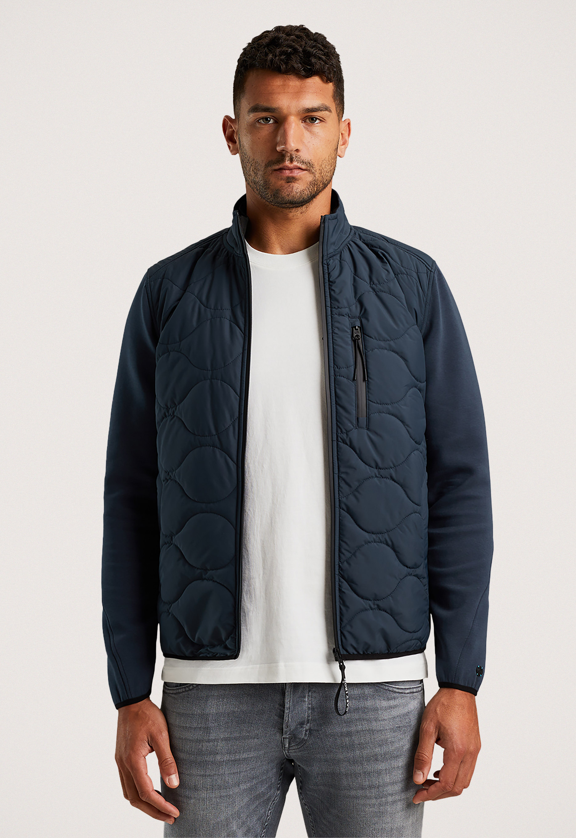 Cast Iron Interlock Zip Jacket Blue Heren