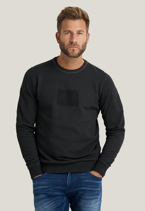 R-neck Cold-dye Terry Sweater