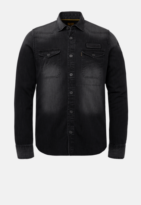 Black slub denim shirt - T-shirt