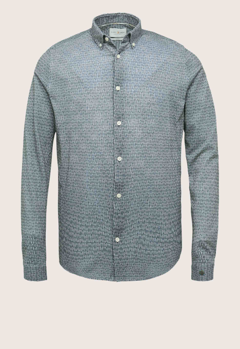 Long Sleeve Print Pique Shirt