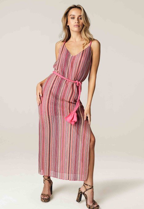 Chrissy Stripe Crochet Jurk