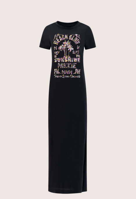 NIKKIE Beach Glow Maxi T shirt Jurk Black Open32