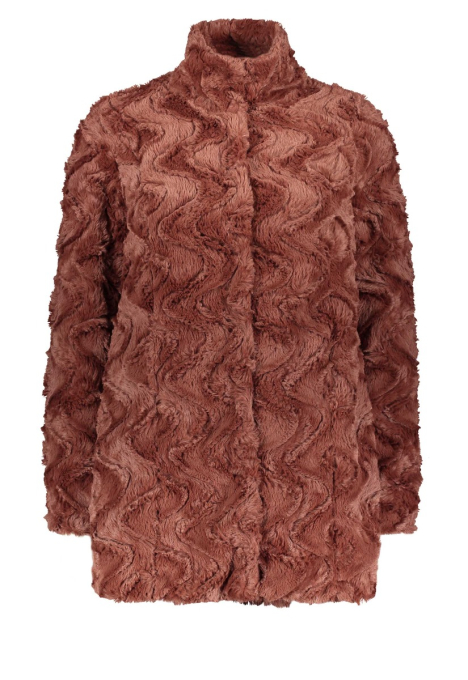 Curl High Neck Faux Fur Jas