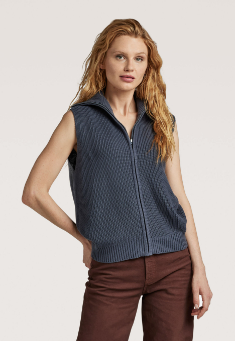 Gebreid Mouwloos Zip Thru Vest
