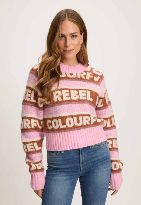 Colourful Rebel Ximenia Intarsia Trui Multi | Open32.nl