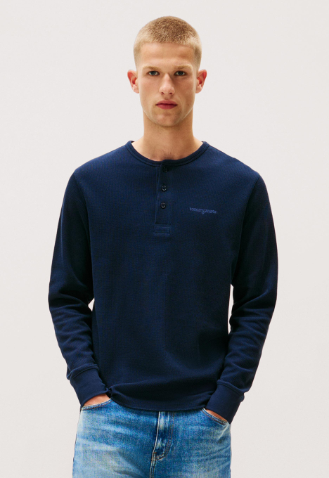 Slim Waffle Script Henley Longsleeve