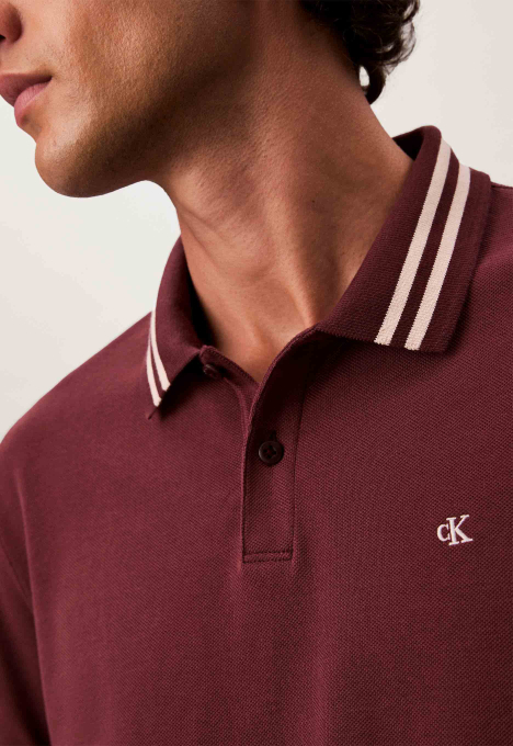 Monogram pique tipped polo