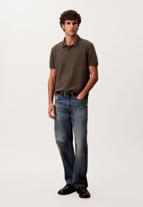 Monogram pique tipped polo