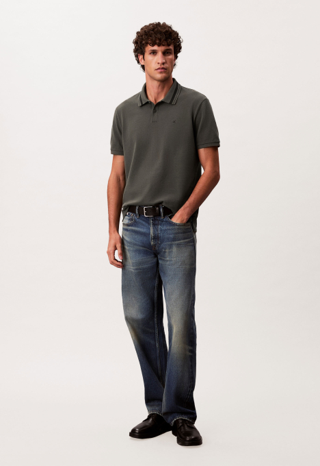 Monogram pique tipped polo