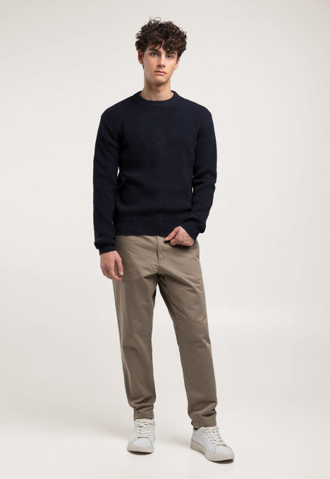 Rib-Knit Cotton Pullover