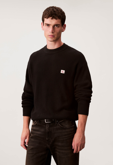 Cotton waffle crew knit