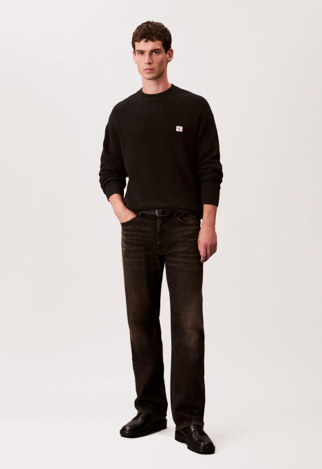 Cotton waffle crew knit