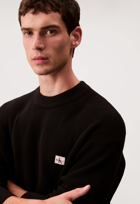 Cotton waffle crew knit