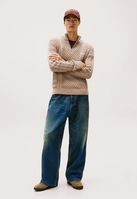 Cable Knit Zip Trui