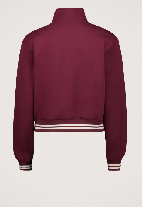 Striped Cuff Zip Sweater