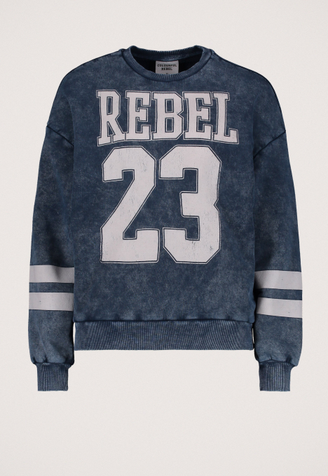 Rebel 23 Acid Wash Dropped Shoulder Sweater