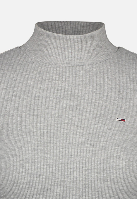 Rib Mock Neck Lange Mouwen T-shirt