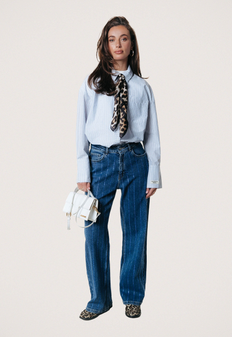 Talia Rhinestone Stripe Blouse