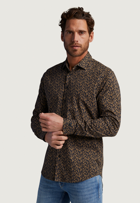 Print On Poplin Stretch Overhemd