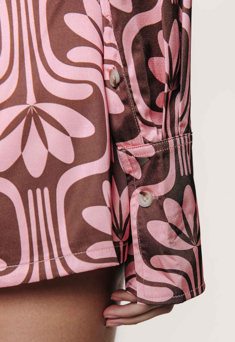 Olet Retro Flower Satin Blouse 