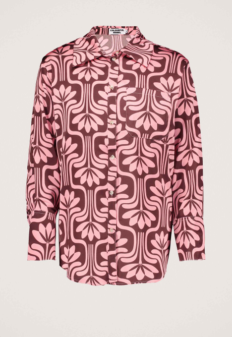 Olet Retro Flower Satin Blouse 