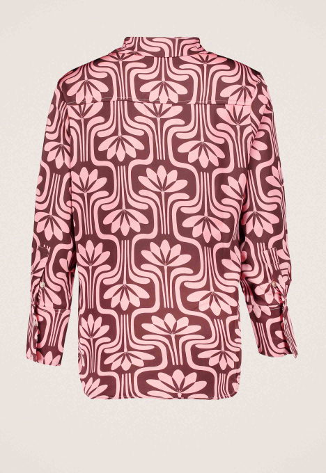 Olet Retro Flower Satin Blouse 