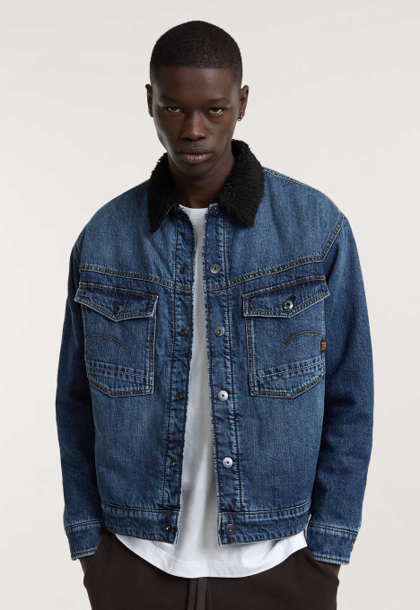 G Star RAW Dakota Sherpa Jacket Denim Medium Used Open32