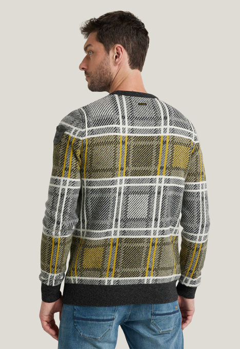 R-Neck Woolmix Check Trui