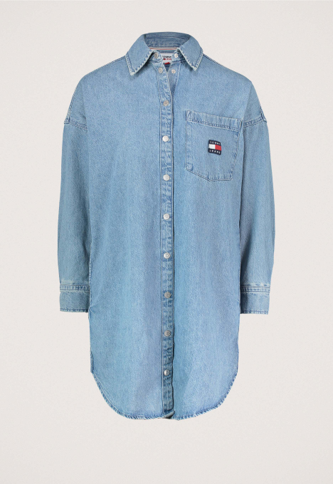 Badge Denim Shirt Jurk