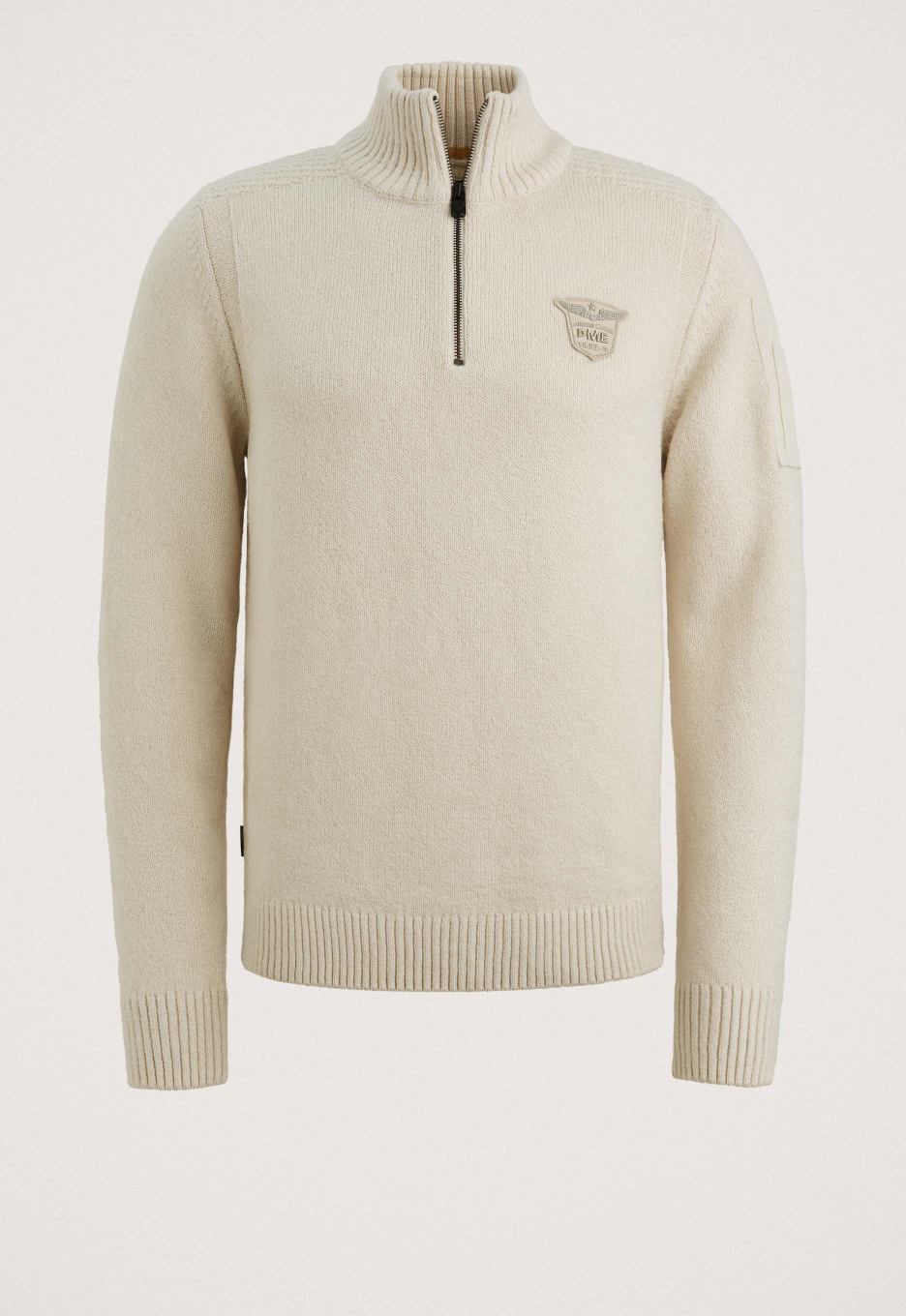 PME Legend Half Zip Collar Soft Blend White Offwhite | Open32.nl