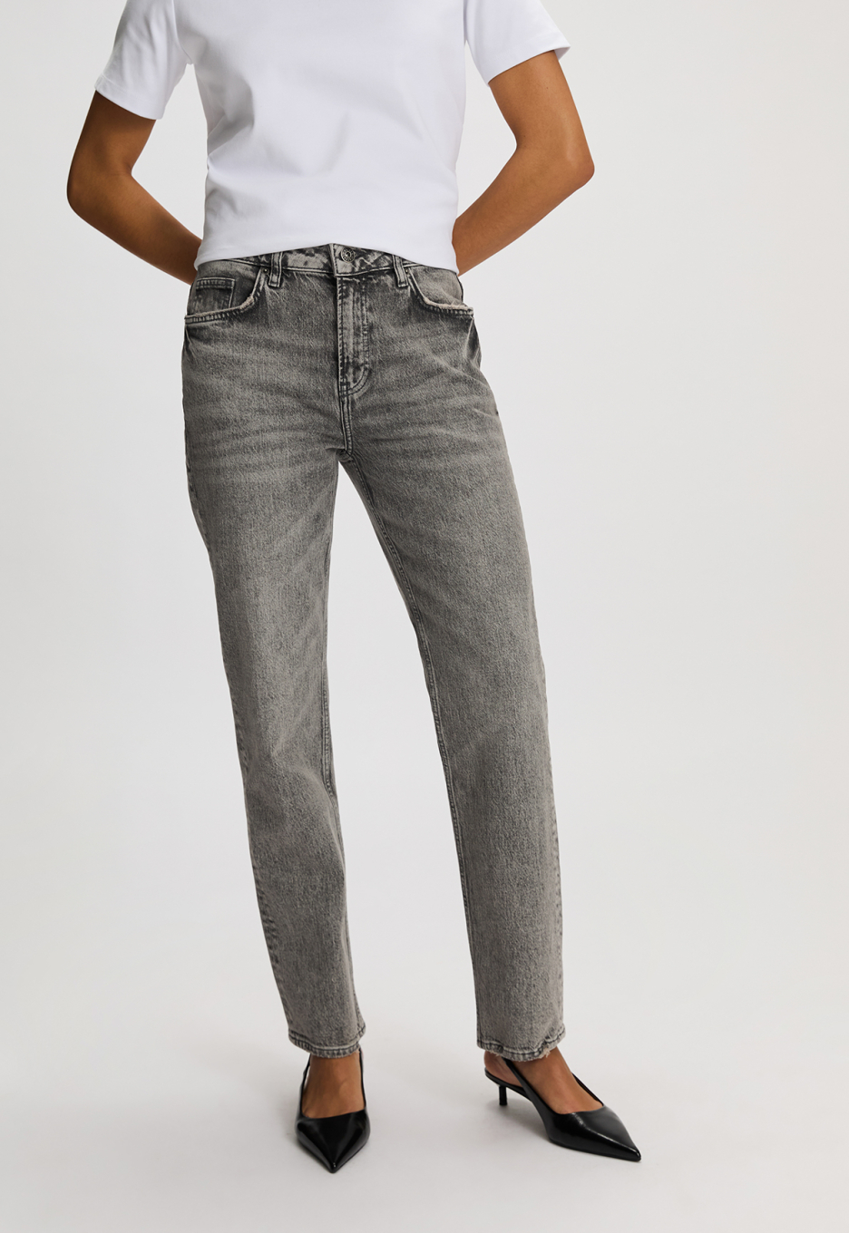 Silvercreek Liv Straight Jeans Used Grey | Open32.nl