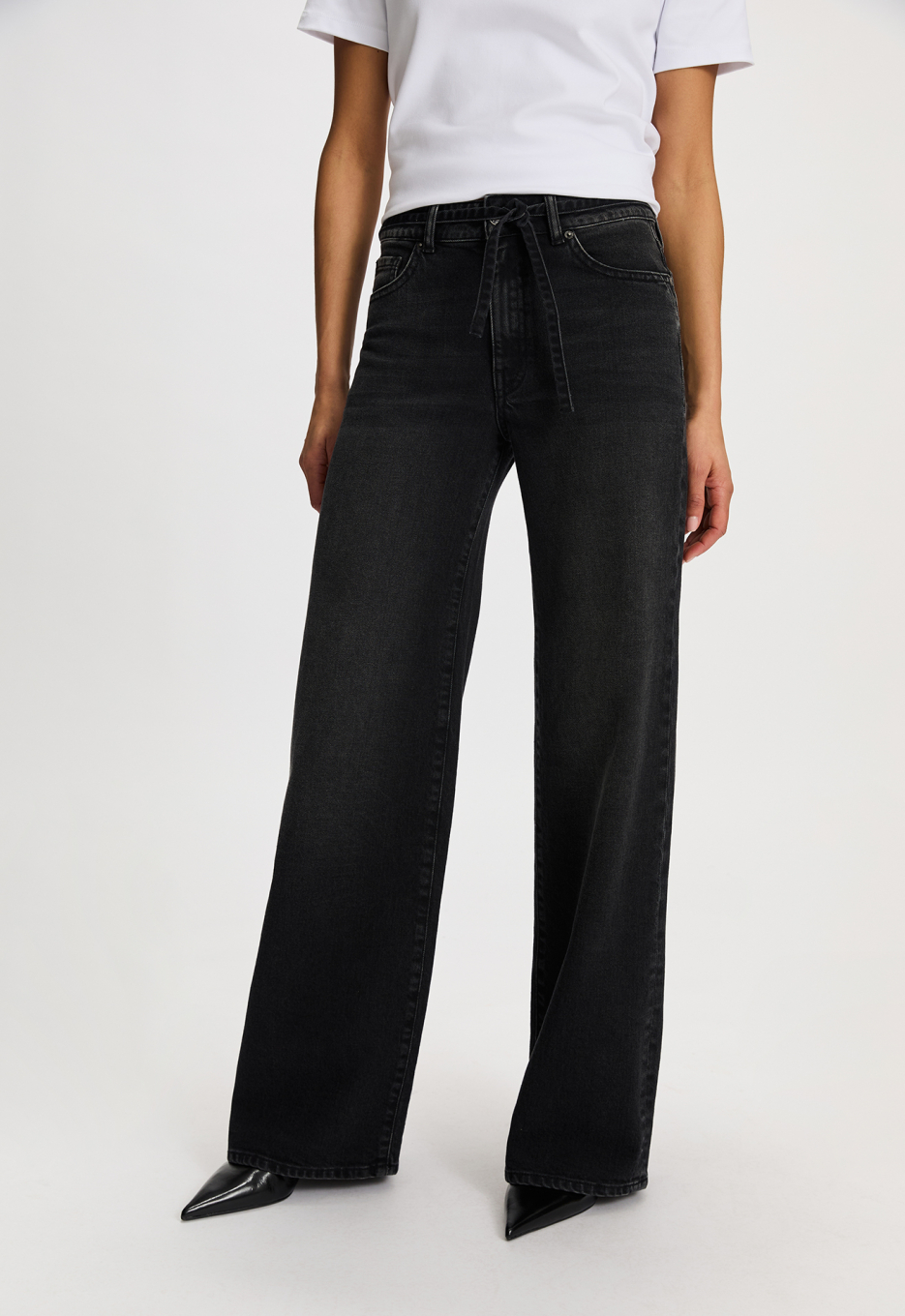 Silvercreek Ruby Wide Leg Jeans Denim Soft Black | Open32.nl