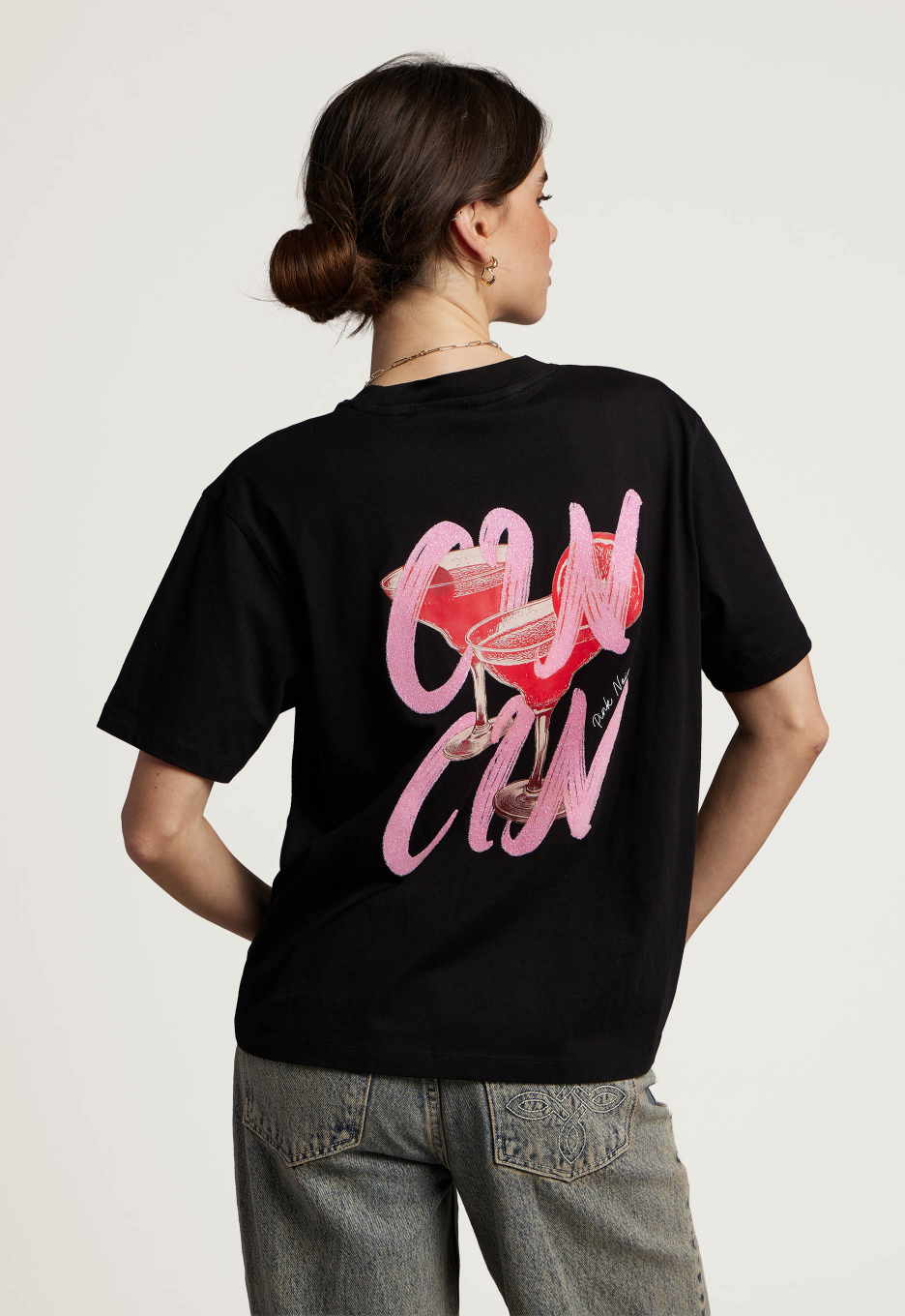 Pink Noir Cin Cin T-shirt Black | Open32.nl