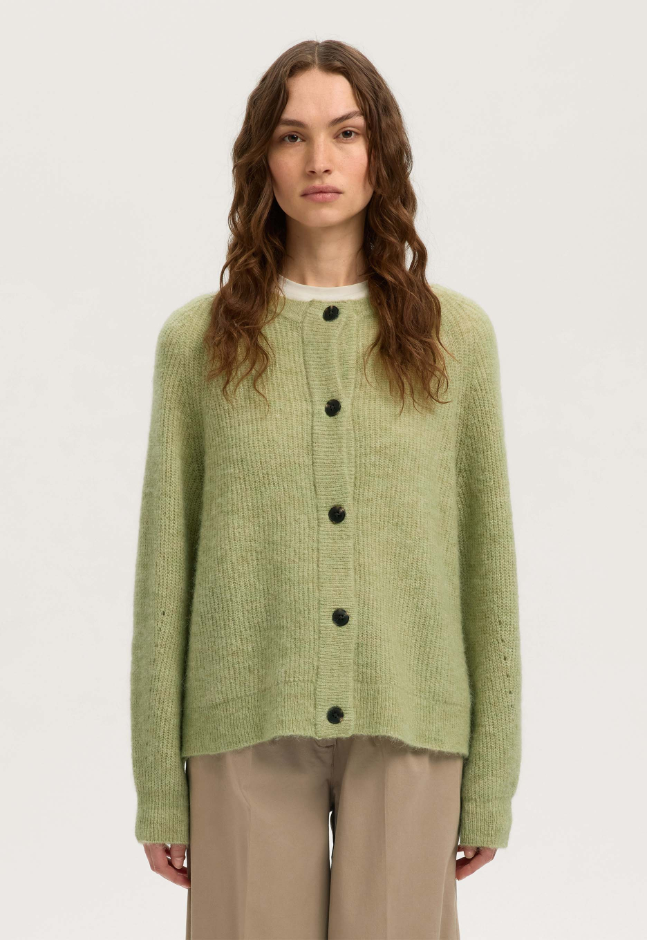 Selected Wool Blend Cardigan Green Mint | Open32.nl