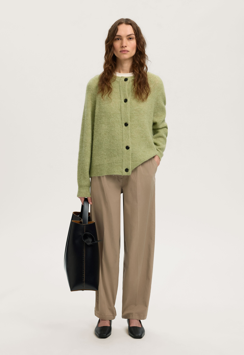 Selected Wool Blend Cardigan Green Mint | Open32.nl
