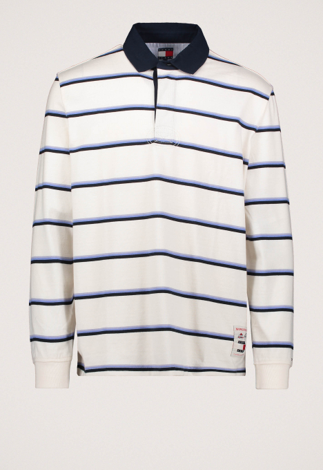 Relaxed Gestreept Rugbyshirt Met Logolabel