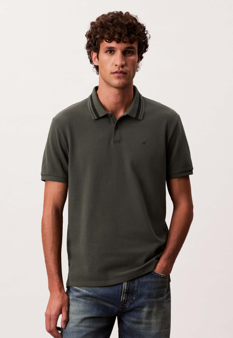 Monogram pique tipped polo