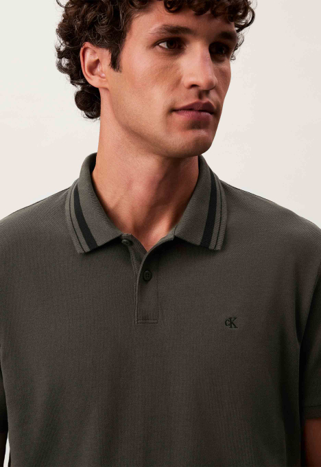 Monogram pique tipped polo