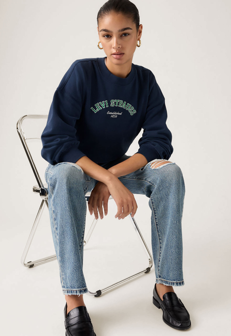 Vintage Boxy Sweatshirt Met Print