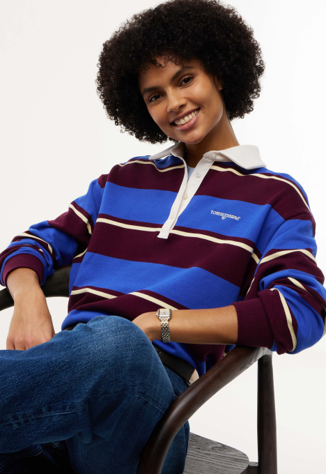 Relaxed Terry Rugbyshirt Met Geborduurd Logo